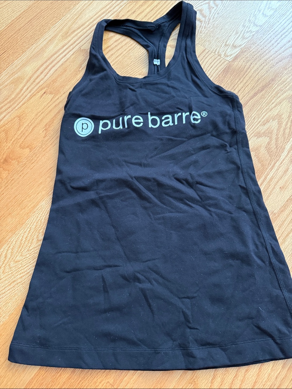 Pure Barre Black Racerback Tank with White Logo